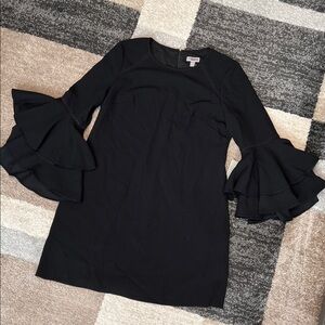 Chelsea28 dress, black with ruffled bell sleeves, size 14 NWT!